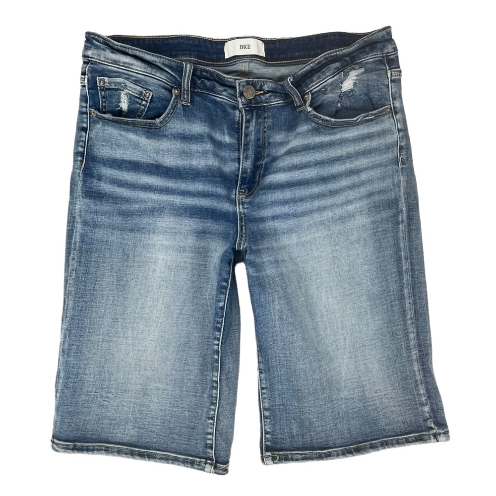 BKE Women 32 Payton Distress‎ Blue Denim Jeans Bermuda Shorts Jorts